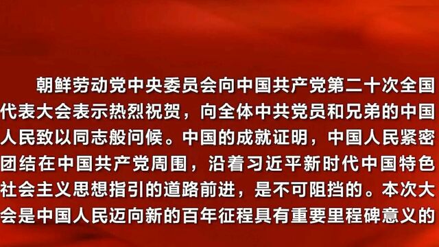 朝鲜越南老挝古巴党中央热烈祝贺中共二十大召开