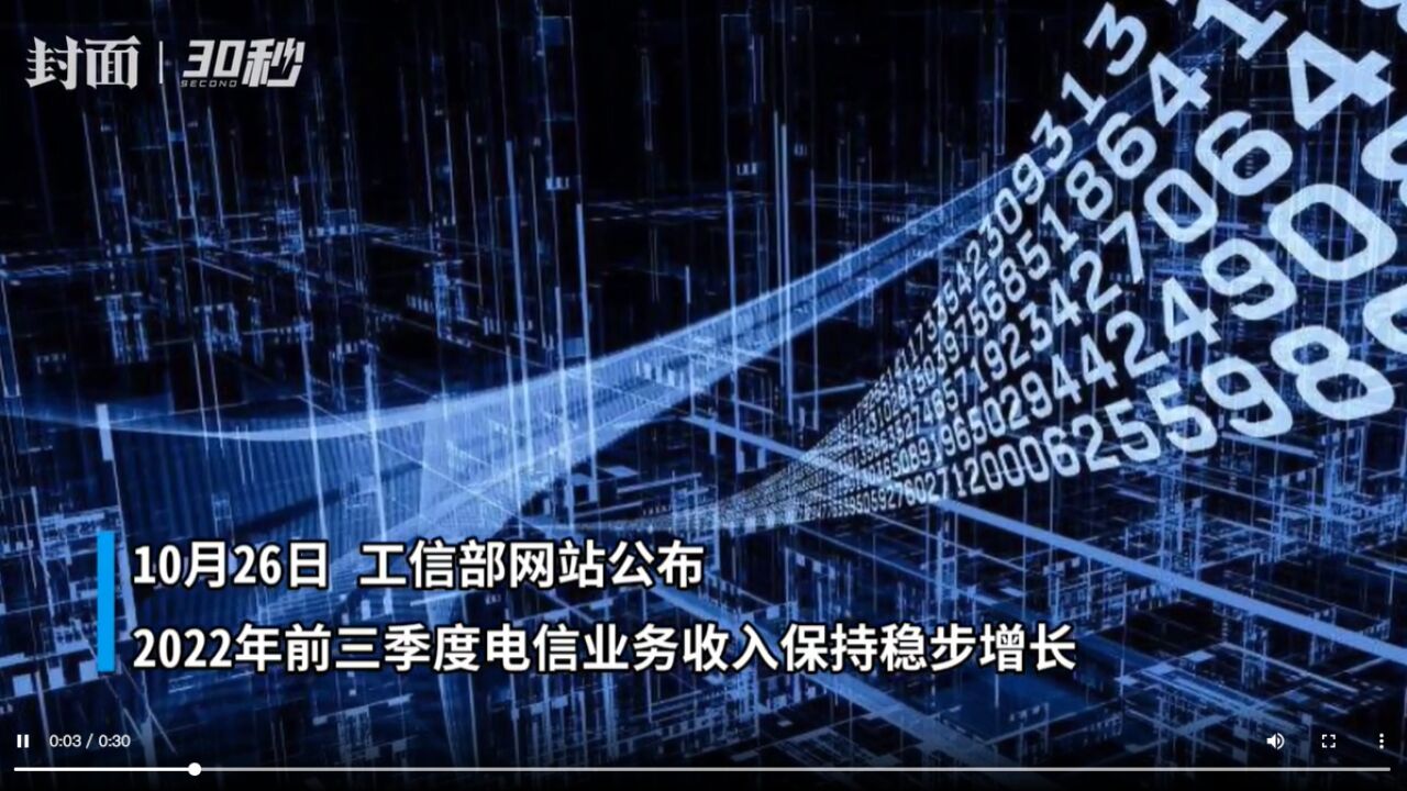 工信部:前三季度电信业务收入11971亿元 同比增长8.2%