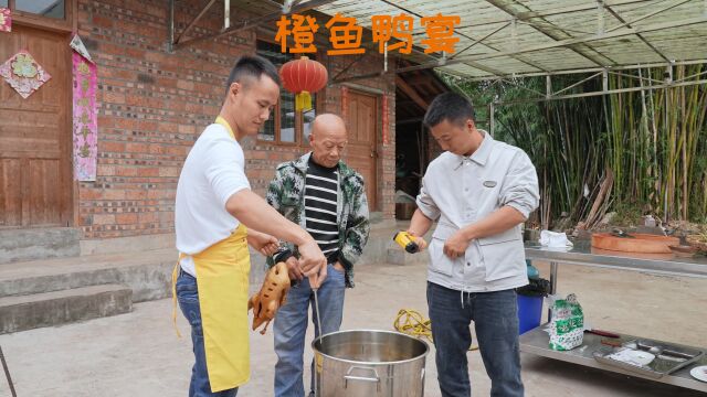 兄弟“以橙为本”入川拜访,我以“橙鱼鸭宴”教兄弟做鸭做鱼