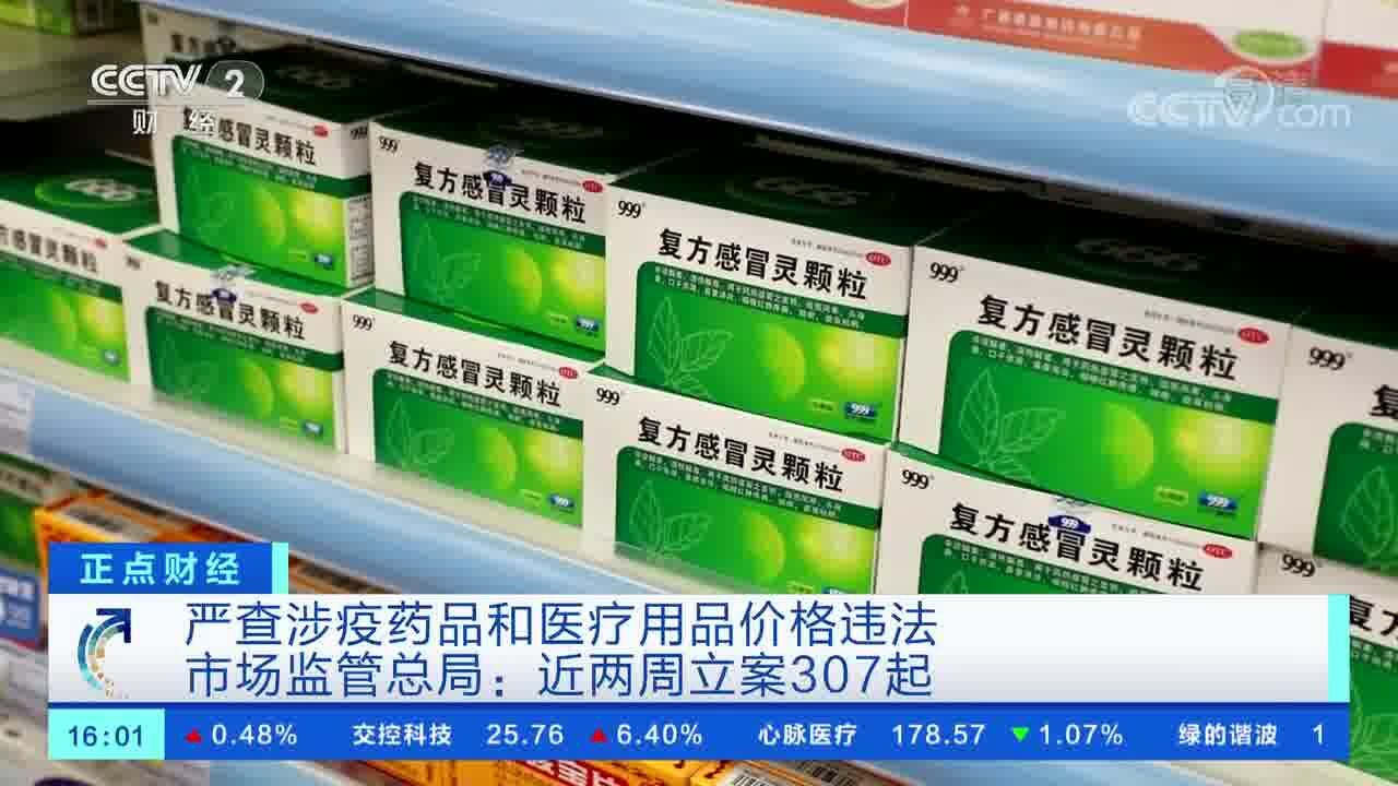 严查涉疫药品和医疗用品价格违法 市场监管总局:近两周立案307起