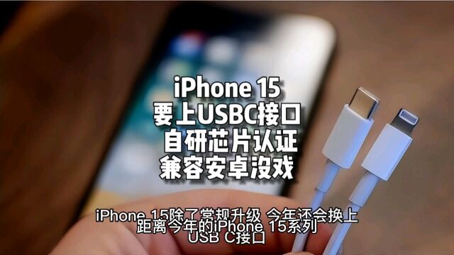 iPhone 15要上USBC接口 苹果自研芯片认证:兼容安卓没戏