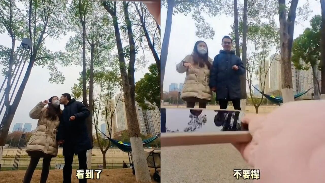 2岁萌娃给父母拍合照,从镜头看到爸爸偷亲妈妈急得大喊:不要脸!