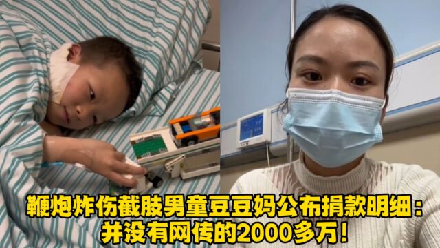 鞭炮炸伤截肢男童豆豆妈公布捐款明细:并没有网传的2000多万!