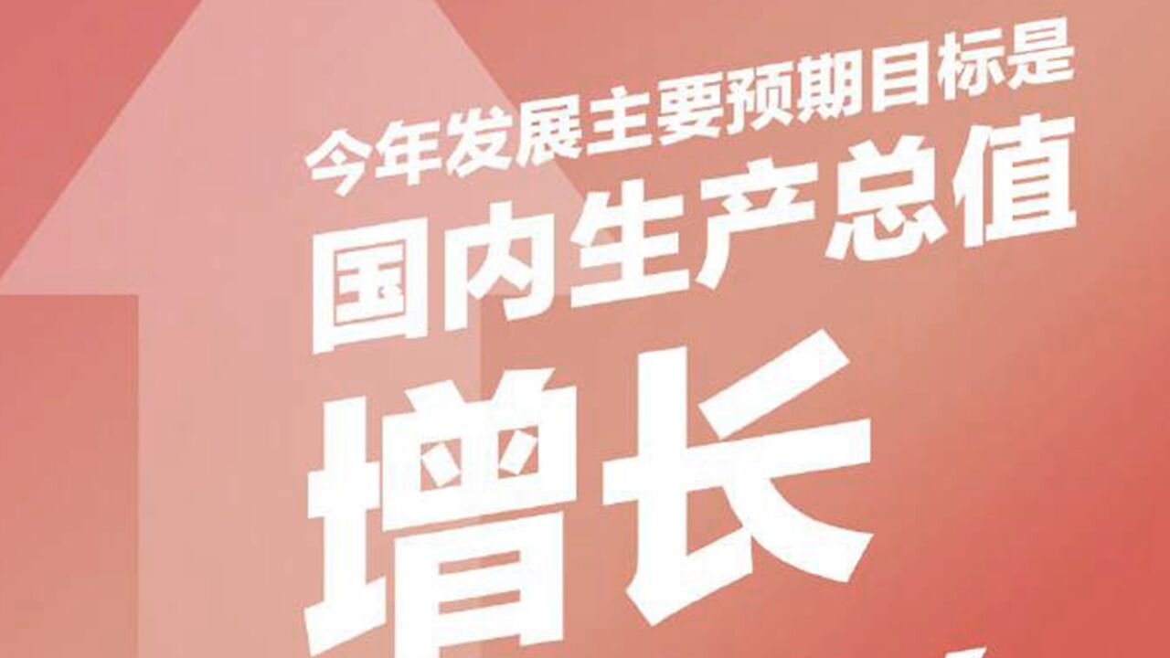 今年发展主要预期目标: 国内生产总值增长5%左右