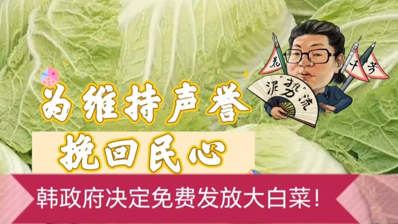 花千芳:为维持声誉,挽回民心,韩政府决定免费发放大白菜!