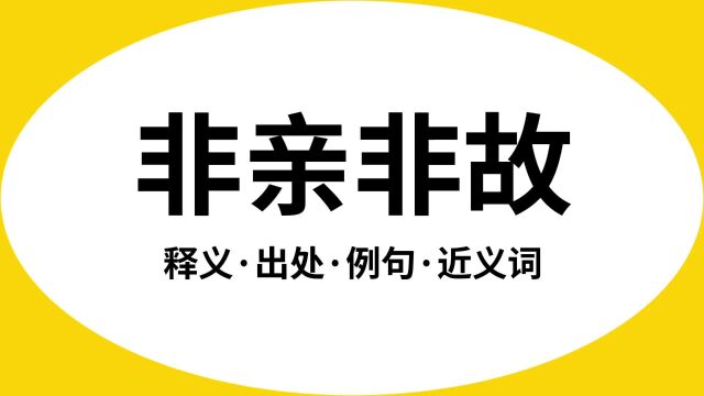 “非亲非故”是什么意思?