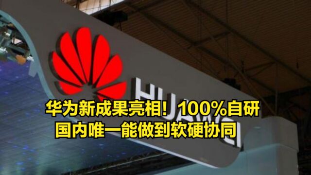 华为新成果亮相!100%自研,国内唯一能做到软硬协同