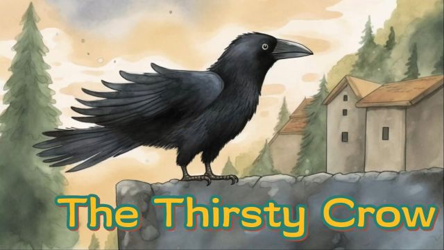 乌鸦喝水英文版 The Thirsty Crow 亲子阅读晚安故事