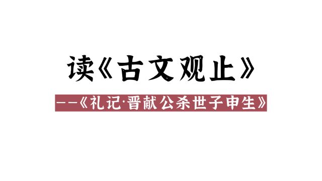 读《古文观止》(13):《礼记ⷮŠ晋献公杀世子申生》