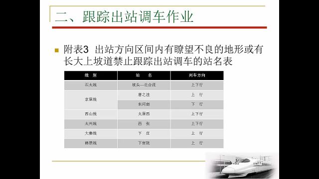 跟踪出站调车