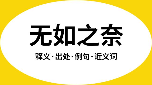 “无如之奈”是什么意思?