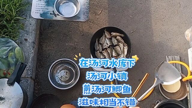 在汤河水库下汤河小镇,煎汤河鲫鱼,滋味相当不错