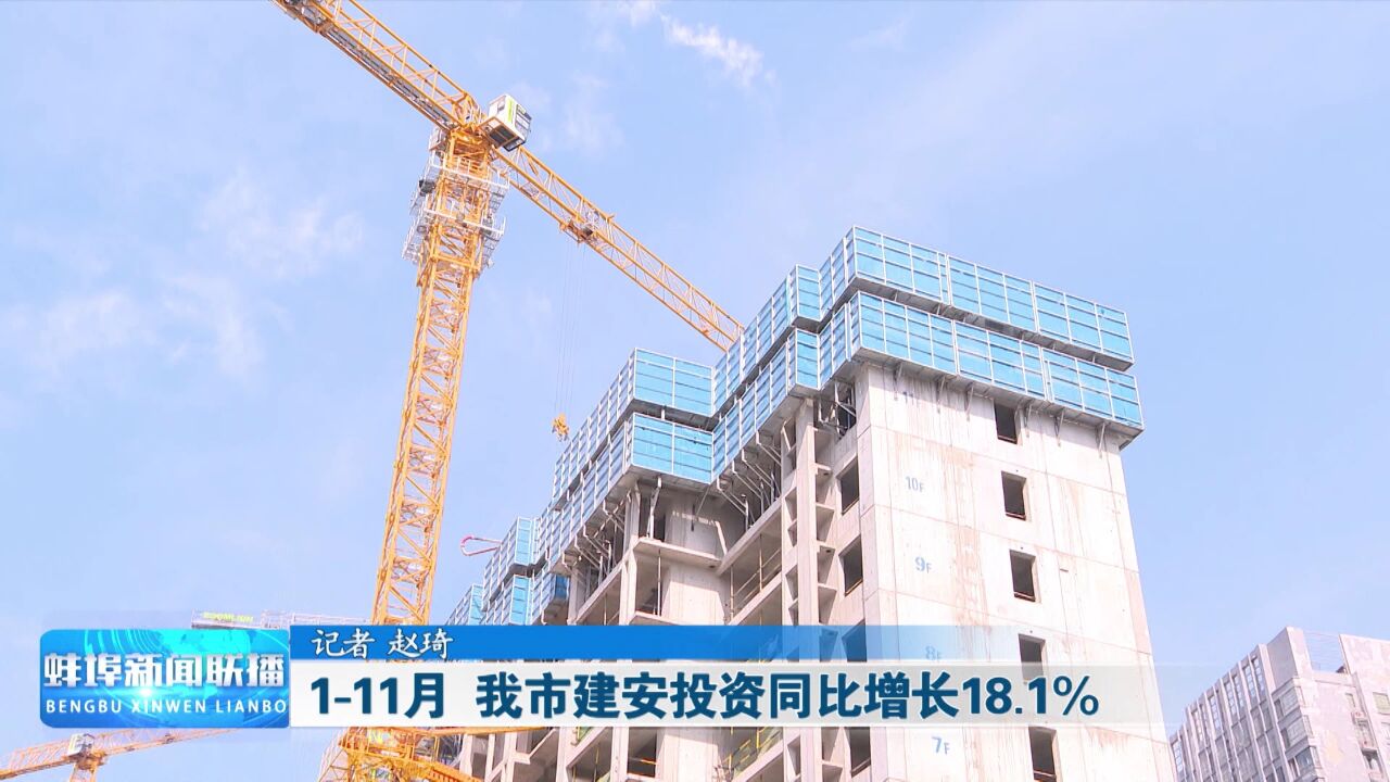 111月 我市建安投资同比增长18.1%