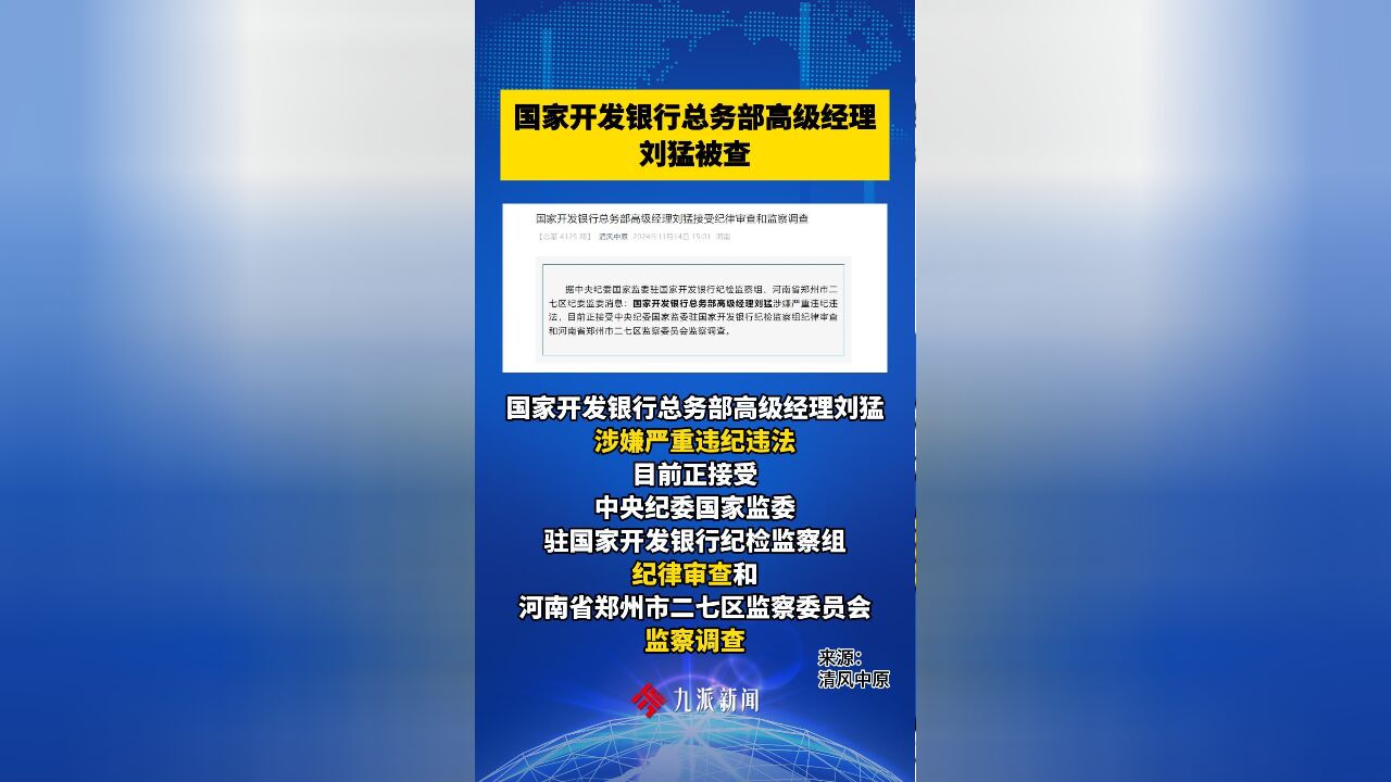 国家开发银行总务部高级经理刘猛被查