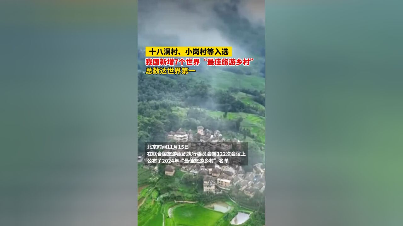 十八洞村、小岗村等入选,我国新增7个世界“最佳旅游乡村”