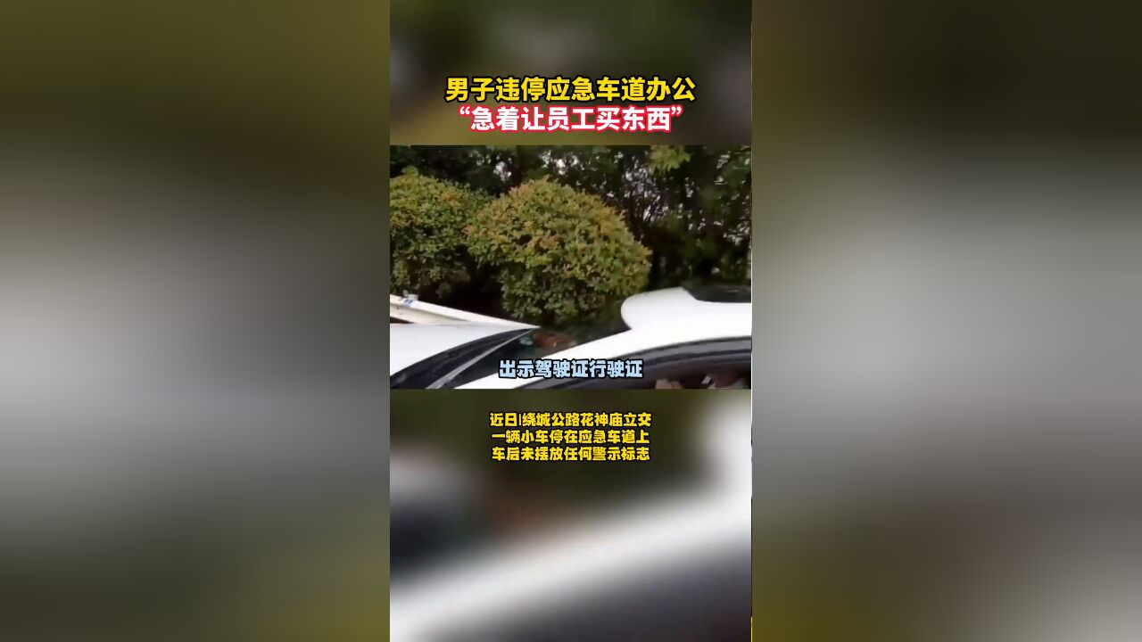 违停应急车道低头操作手机,男子“厂里有事情要处理”