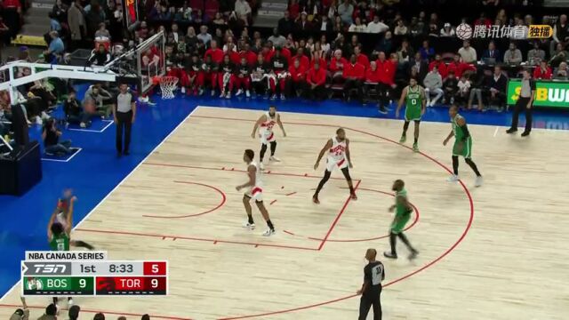 NBA季前赛：凯尔特人vs猛龙第1节英文原声回放