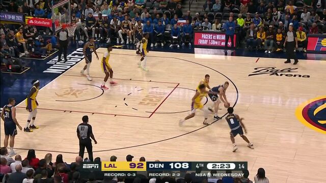 NBA常规赛：湖人vs掘金第4节原声解说回放