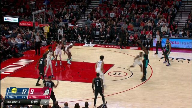 步行者vs开拓者第1节英文原声回放