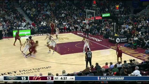 NBA常规赛：鹈鹕vs骑士第1节英文原声回放