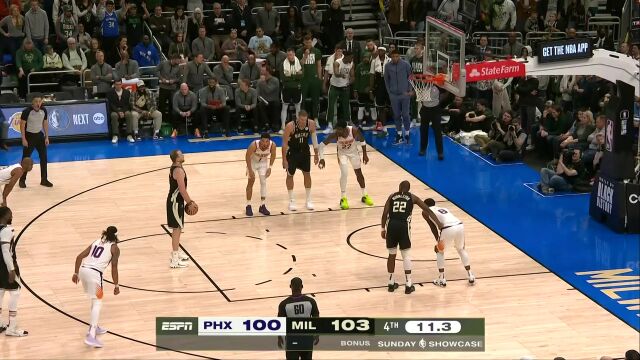NBA常规赛：太阳vs雄鹿第4节 英文解说回放
