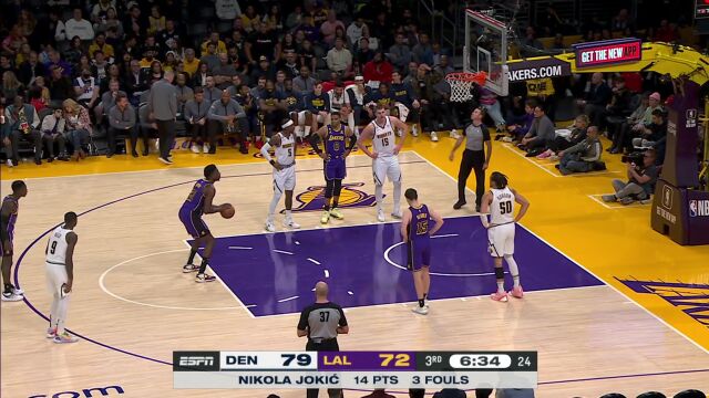 NBA常规赛：掘金vs湖人第3节中文解说回放