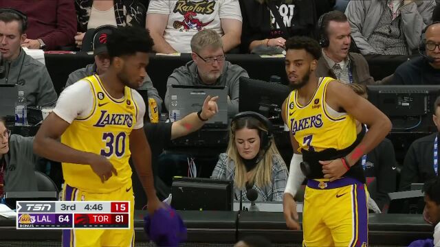 NBA常规赛：湖人vs猛龙第3节英文原声回放