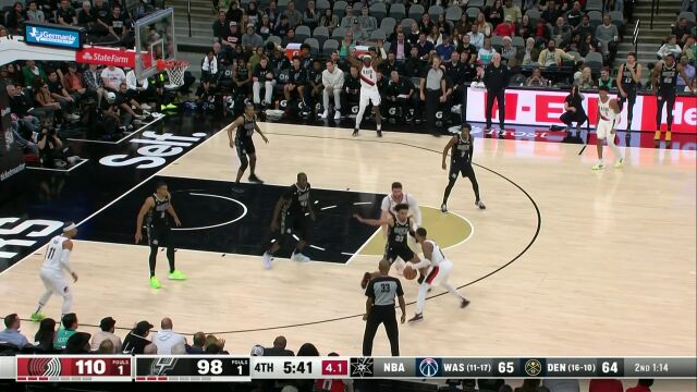 NBA常规赛：开拓者vs马刺第4节英文原声回放