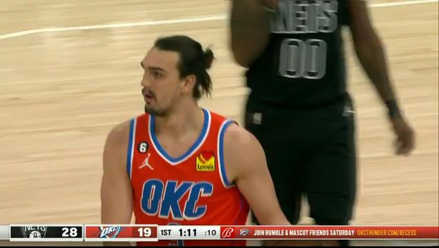 NBA常规赛：篮网vs雷霆第1节英文原声回放