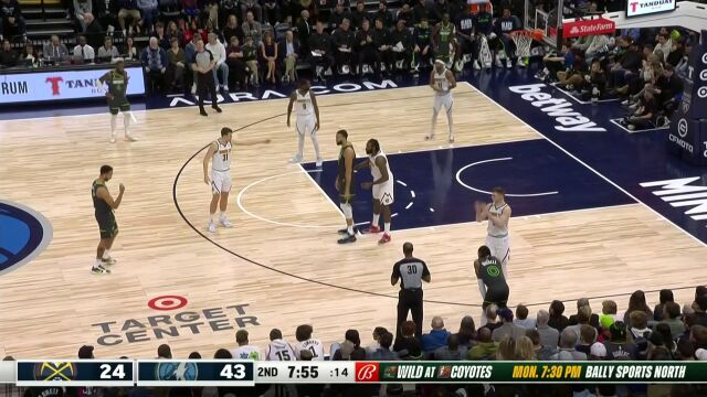 NBA常规赛：掘金vs森林狼第2节中文解说回放