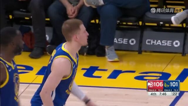 NBA常规赛：老鹰vs勇士第4节英文原声回放