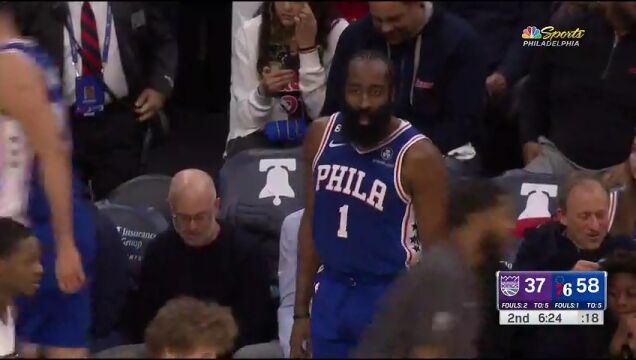 NBA常规赛：国王vs76人第2节 英文解说回放