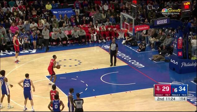 火箭vs76人第2节英文原声回放