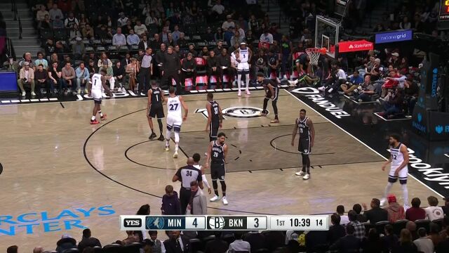 NBA常规赛：森林狼vs篮网第1节 中文解说回放