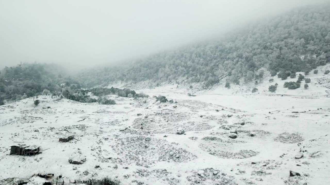 马边彝族自治县大竹堡乡仰天窝雪景航拍