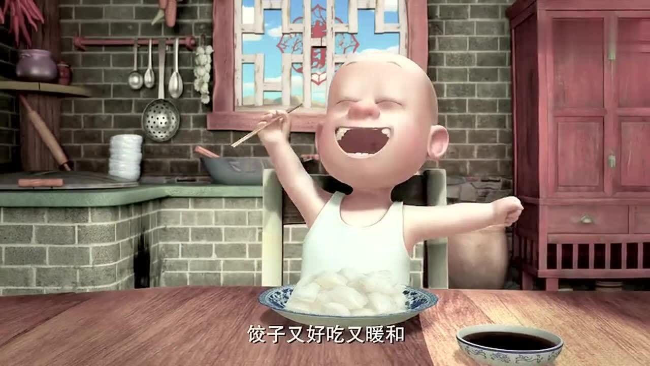 熊出没光头强想起来小时候吃饺子的情景开始翻东西准备做饺子