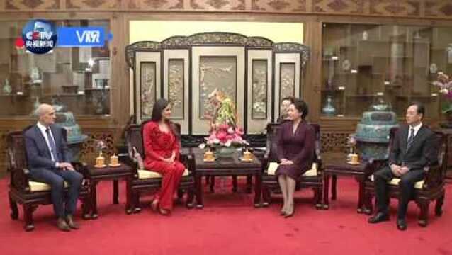 国家主席习近平夫人会见塞尔维亚总统夫人塔玛拉