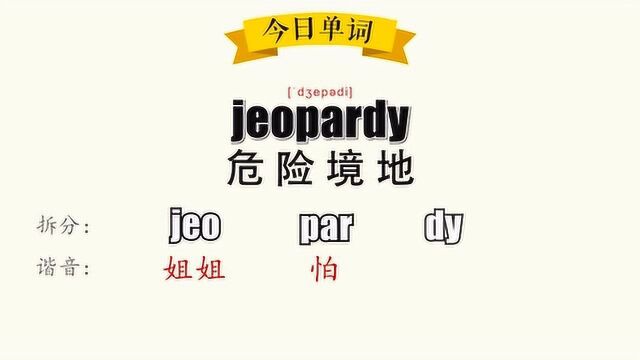 超级记忆之单词记忆 jeopardy 危险境地