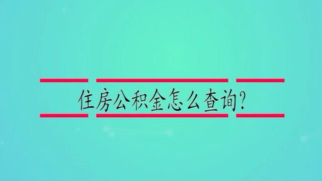 住房公积金怎么查询?