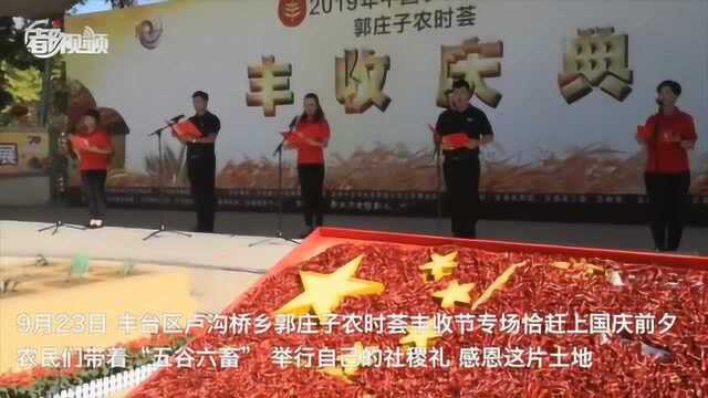 用辣椒和小米做画笔 丰台农民手绘国旗