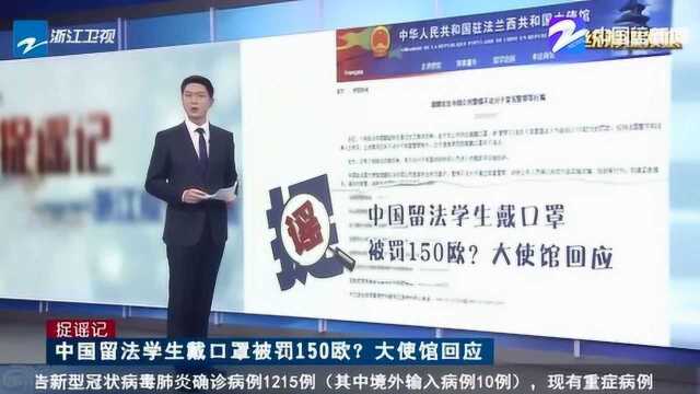 中国留法学生公共场所戴口罩被罚150欧?大使馆对此做出回应