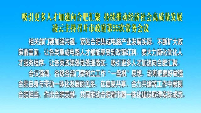 吸引更多人才加速向合肥汇聚持续推动经济社会高质量发展