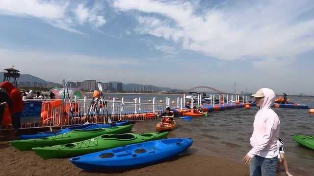 实拍浙江宁波梅山湾,虽然是人工造的沙滩,但景色非常美