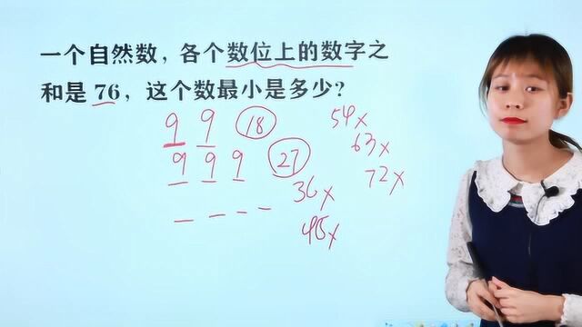 小学趣题:一个自然数,各个数位上数字之和是76,这个数最小是几