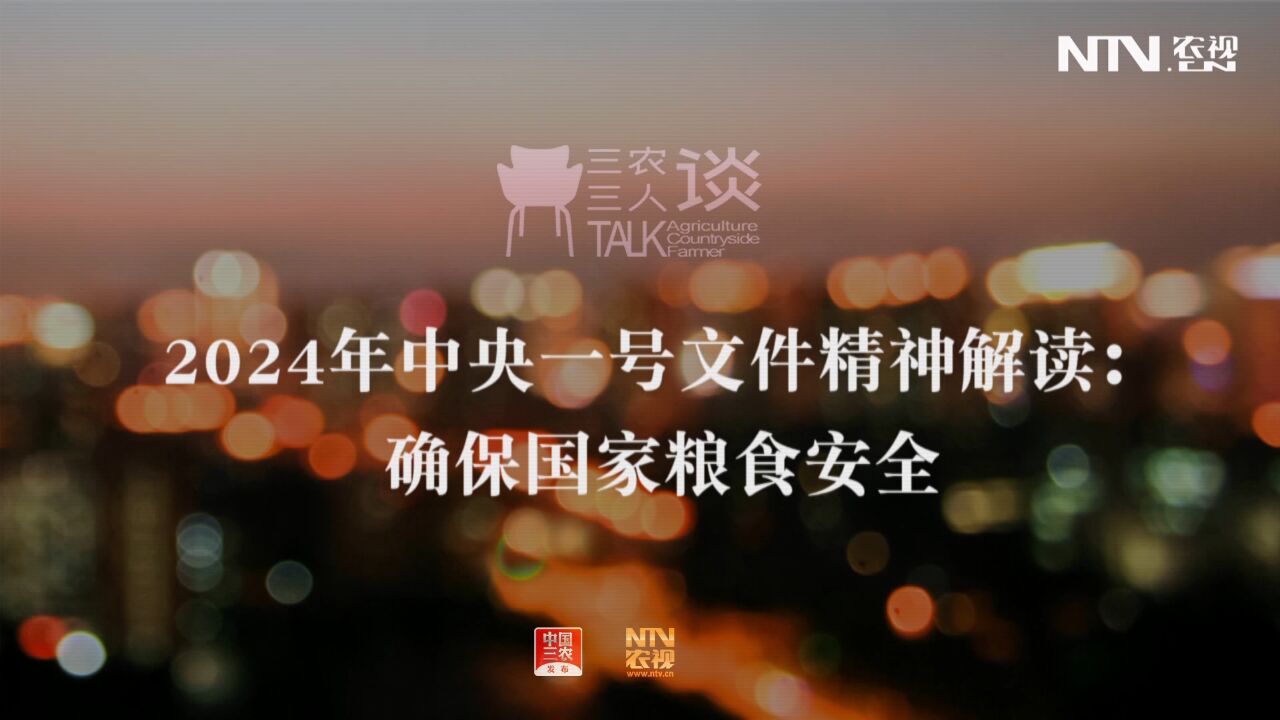 三农三人谈丨2024年中央一号文件精神解读:确保国家粮食安全