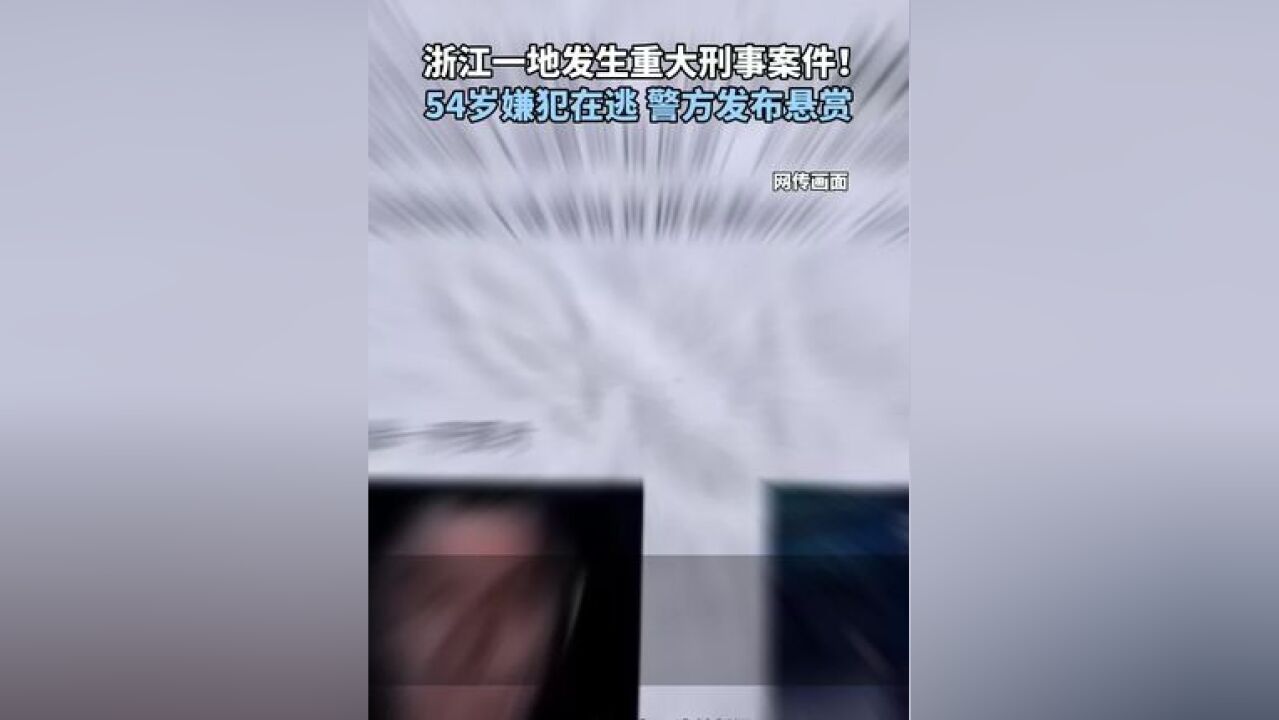 浙江一地发生重大刑事案件! 54岁嫌犯在逃 警方发布悬赏