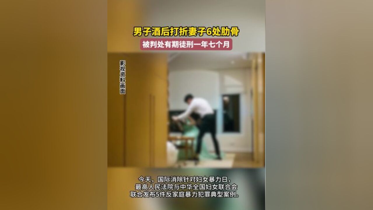 男子酒后打折妻子6处肋骨,被判处有期徒刑一年七个月