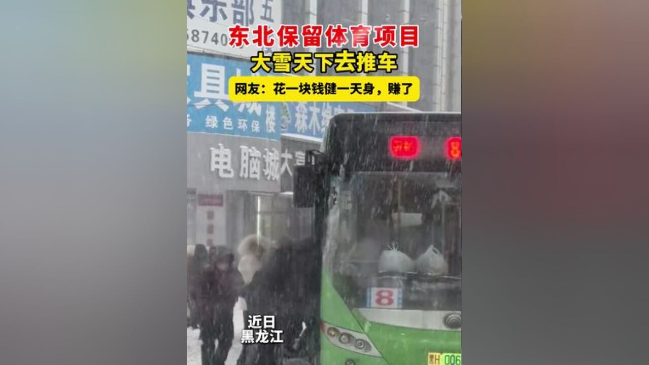 东北保留体育项目,大雪天下去推车,网友:花一块钱健一天身,赚了