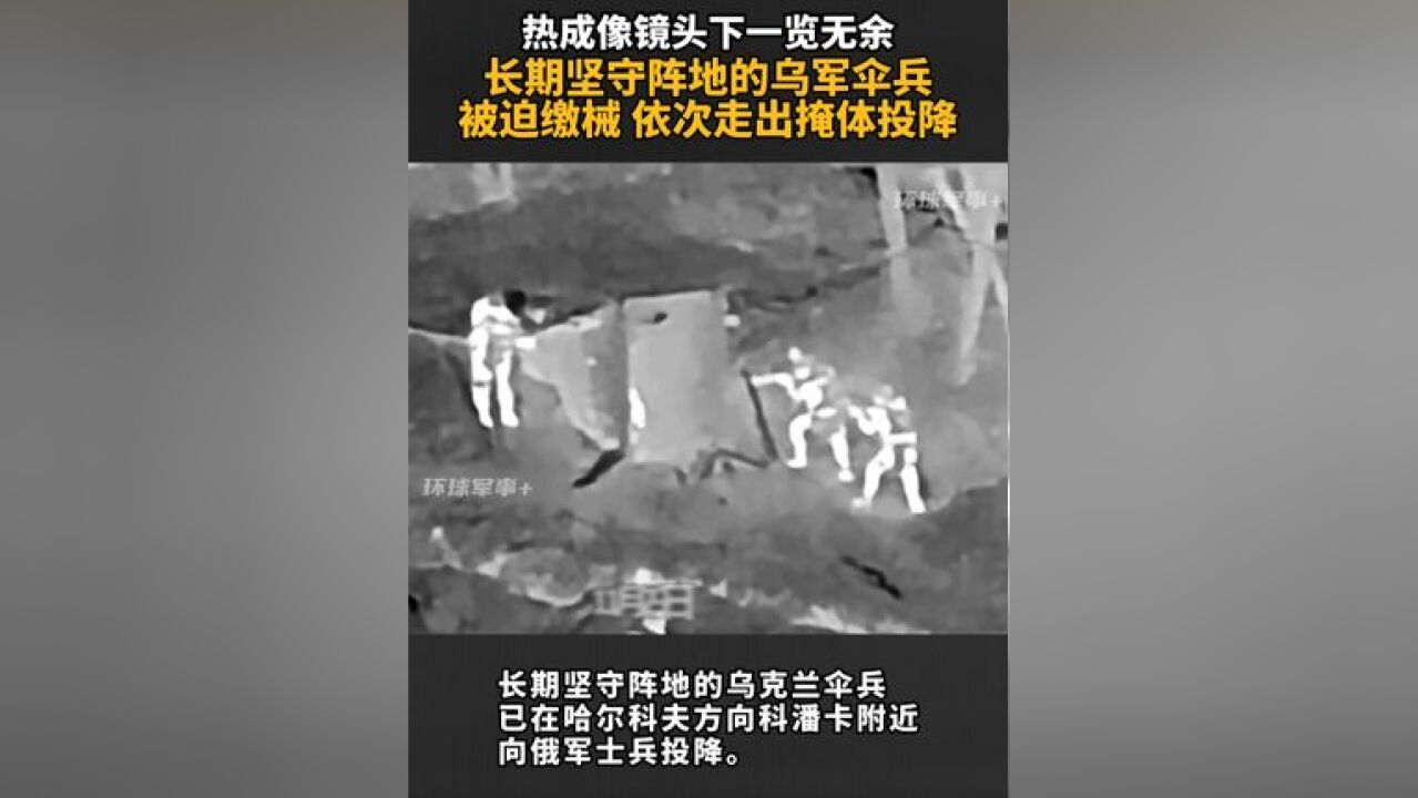 热成像镜头下一览无余 长期坚守阵地的乌军伞兵被迫缴械 依次走出掩体投降