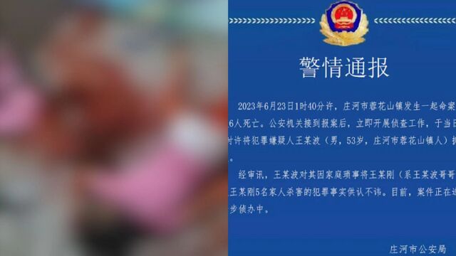 辽宁庄河警方通报:因家庭琐事杀害哥哥一家六口,53岁男子被抓获